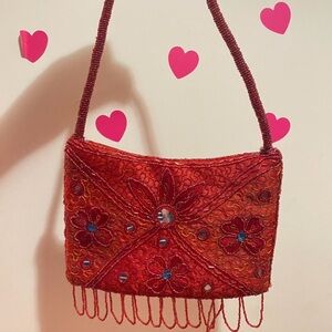 Y2K TONI Boho Fabric Beaded Sequin Embroidered Bag